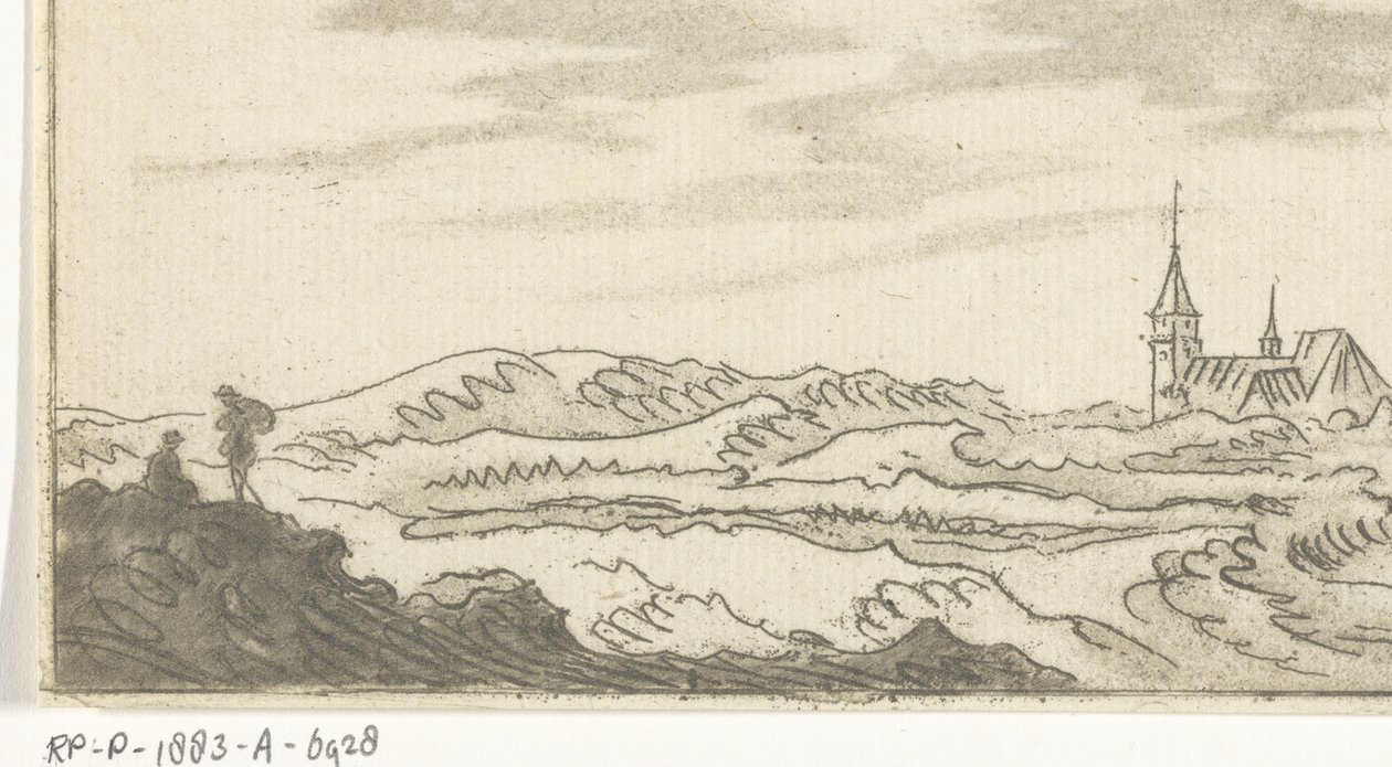 Bir kilise ile kumul manzara by Cornelis van Noorde