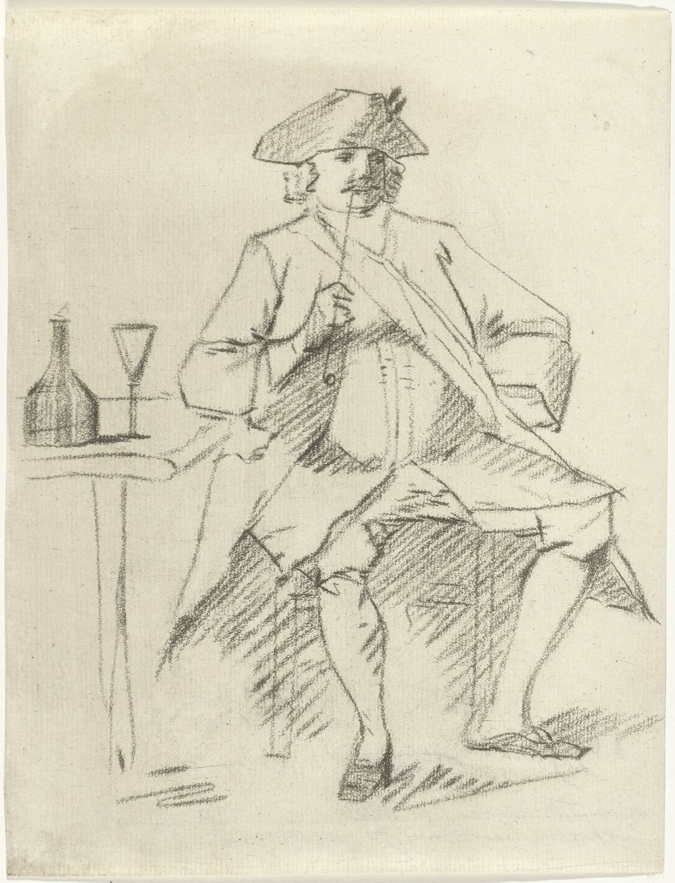 Bir masanın yanında oturan bir boru olan adam by Cornelis van Noorde