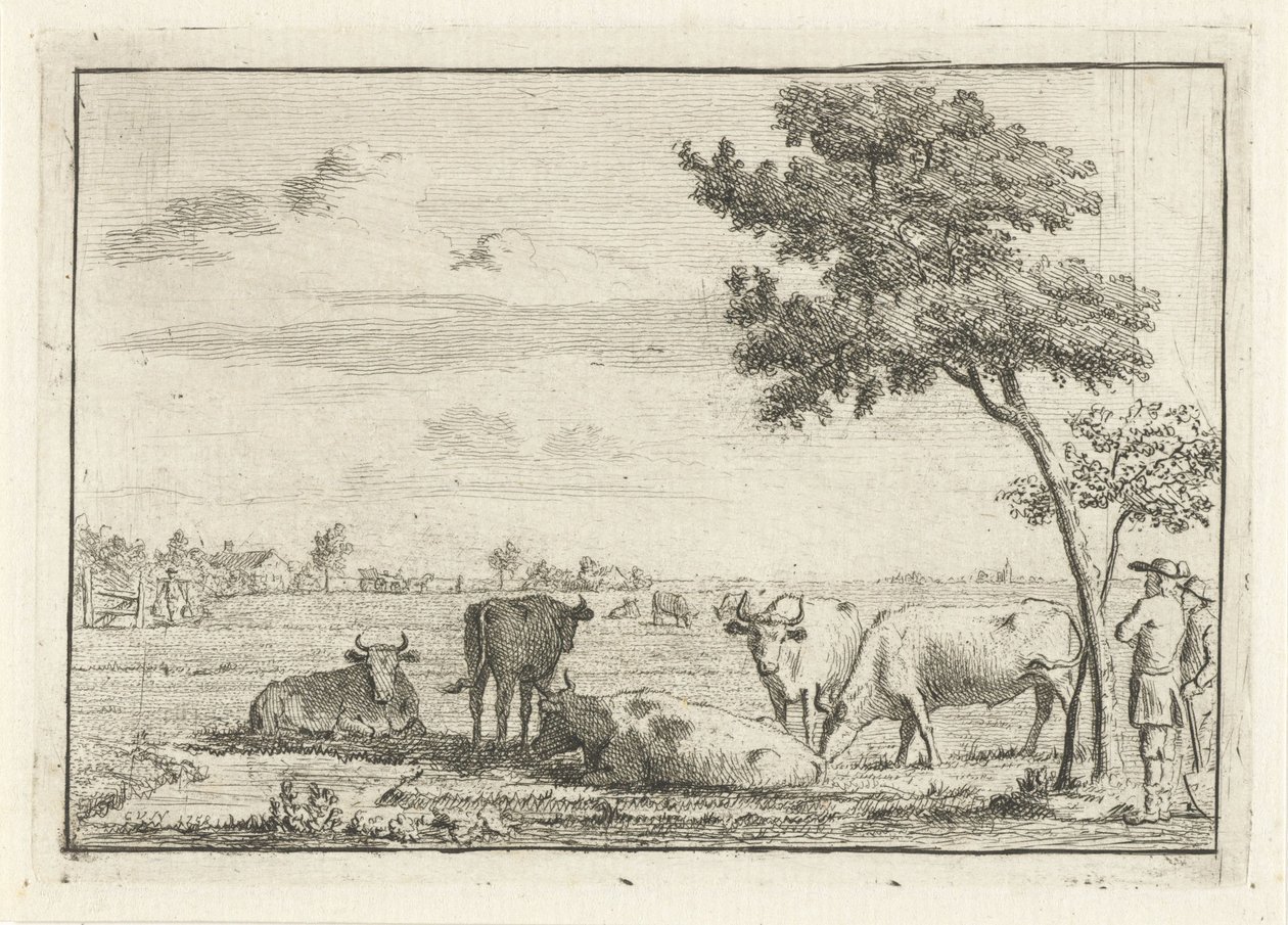 Bir çayırda beş inek by Cornelis van Noorde