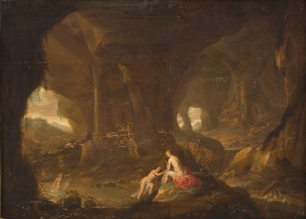 Peyzajda Yıkanan Periler by Cornelis van Poelenburch