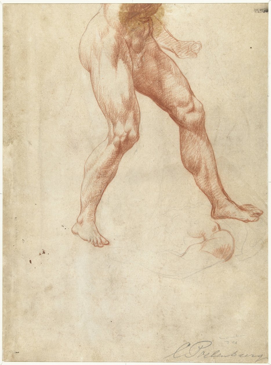 Çıplak yürüyen bir erkeğin alt vücudunun incelenmesi by Cornelis van Poelenburch