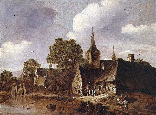 Nehir kenarında bir köy by Cornelis van Zwieten