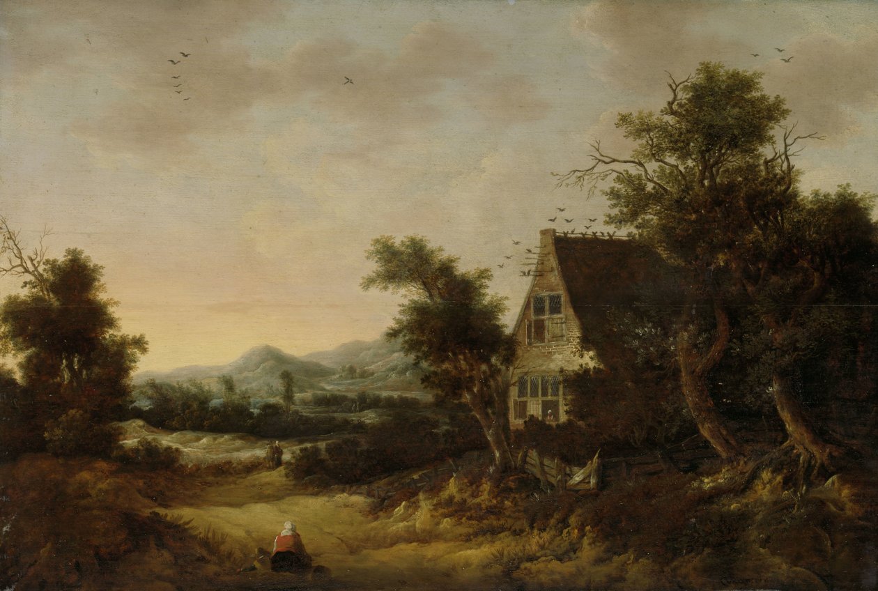 Köylü Kulübesi ile Tepelik Manzara by Cornelis van Zwieten