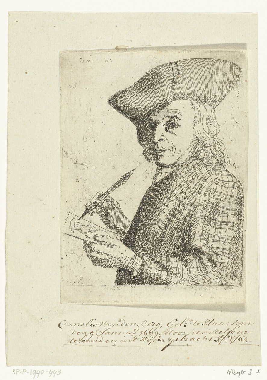 Kalem ve çizim ile kendi kendine portre by Cornelis van den Berg