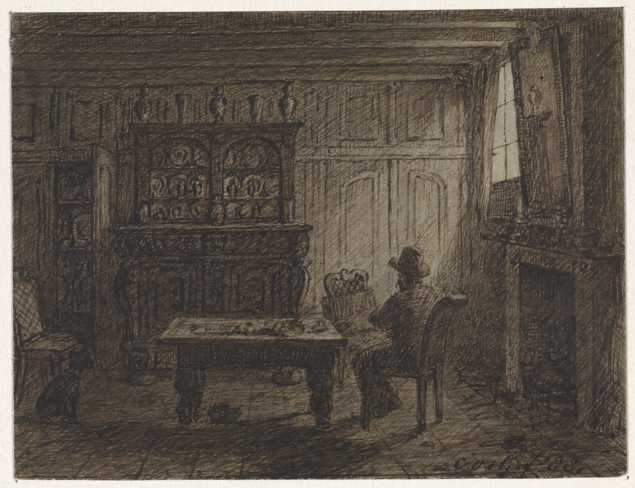 Bir odada oturan adam by Cornelis van der Griendt
