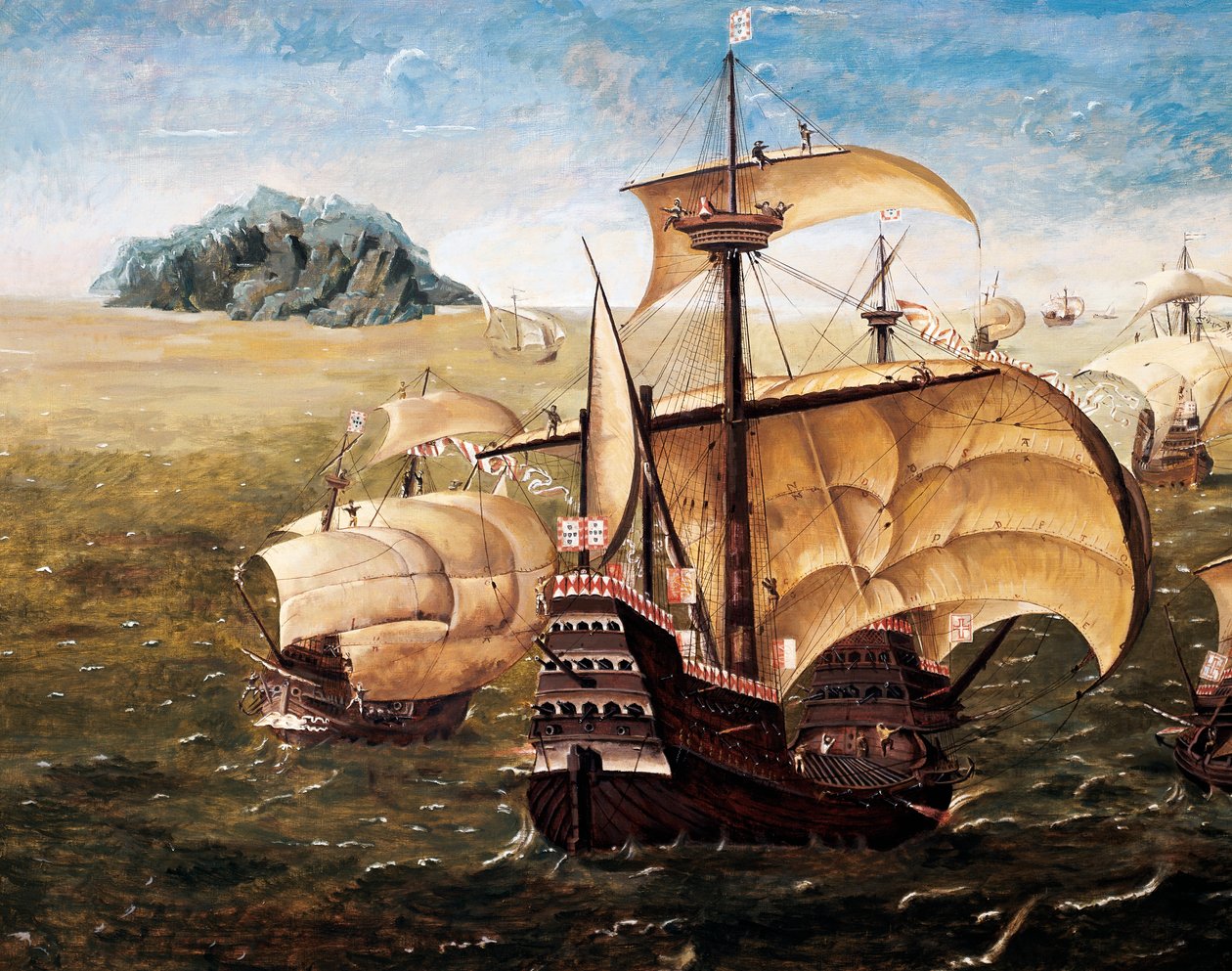 Portekiz filosu, Cornelius Anthoniszoon'un (1499-1557) tablosunun kopyası by Cornelisz Anthonisz