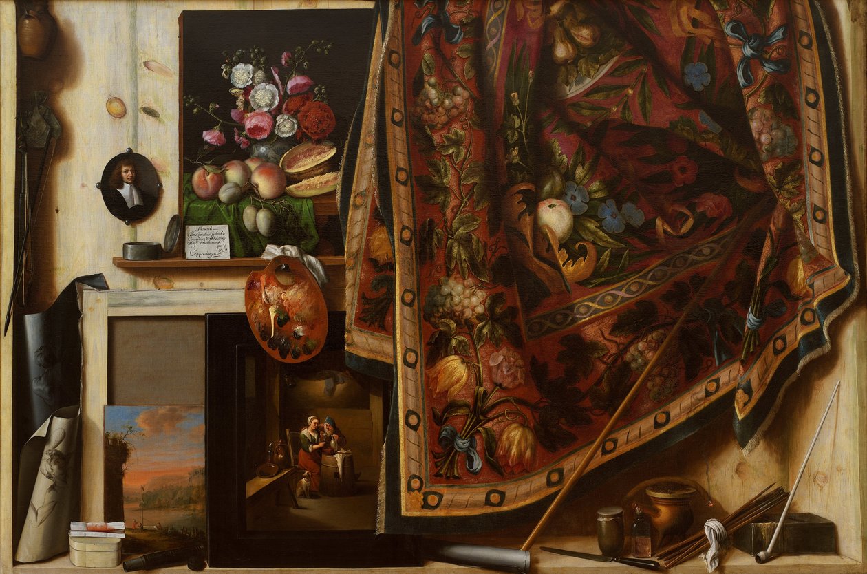 Trompe loeil. Sanatçı Stüdyosunda Bir Dolap by Cornelis Norbertus Gijsbrechts