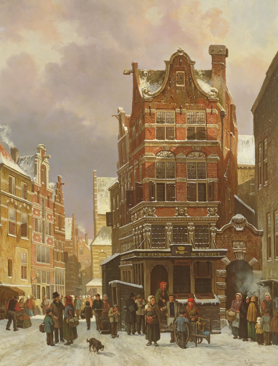 Belçika Sokak Sahnesi, 19. yüzyıl by Cornelis Springer