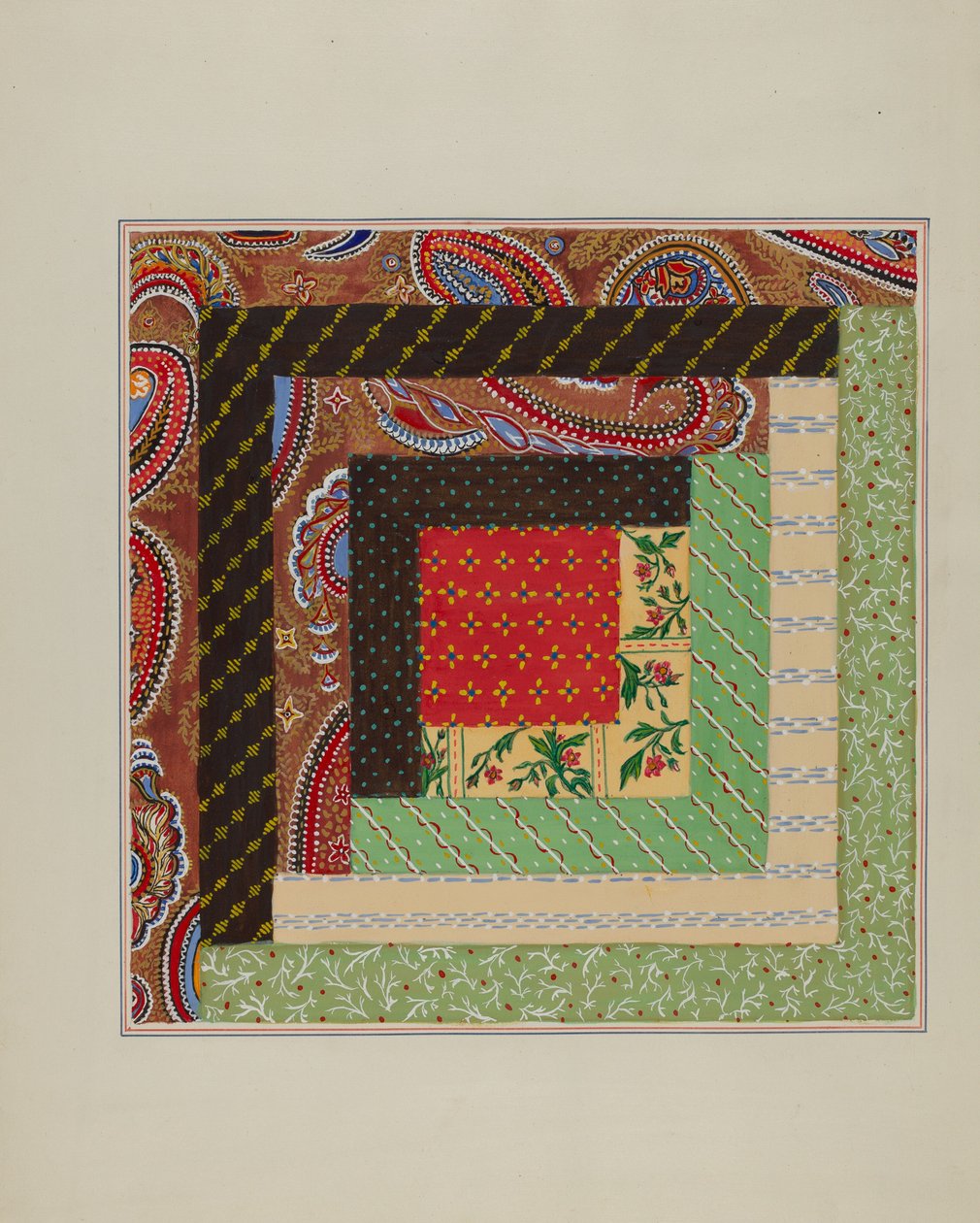 Log Kabin Yorgan Kare by Cornelius Christoffels and Margaret Linsley