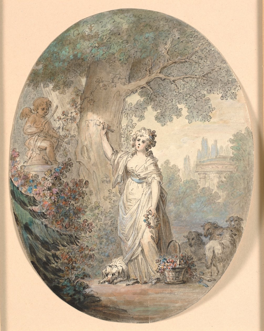 Çoban bir ağaçta bir işaret kesme by Cornelius Høyer