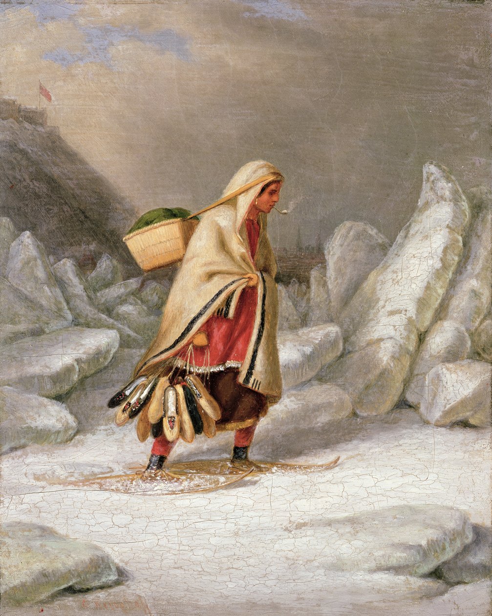Kar Ayakkabısı Giyen Hintli Bir Kadın by Cornelius Krieghoff