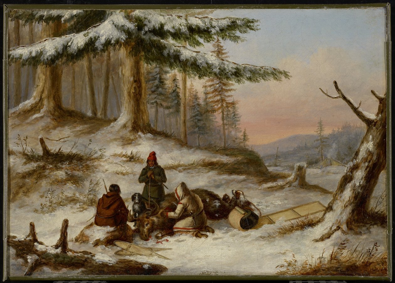 Geyik Avcıları, c.1859 (tuval üzerine yağlı boya) by Cornelius Krieghoff