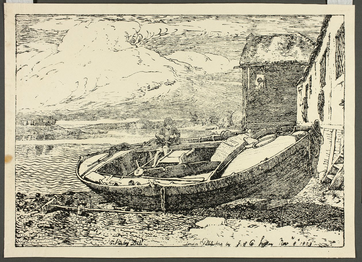 Bir Gemide Oturan Bir Çocuk by Cornelius Varley