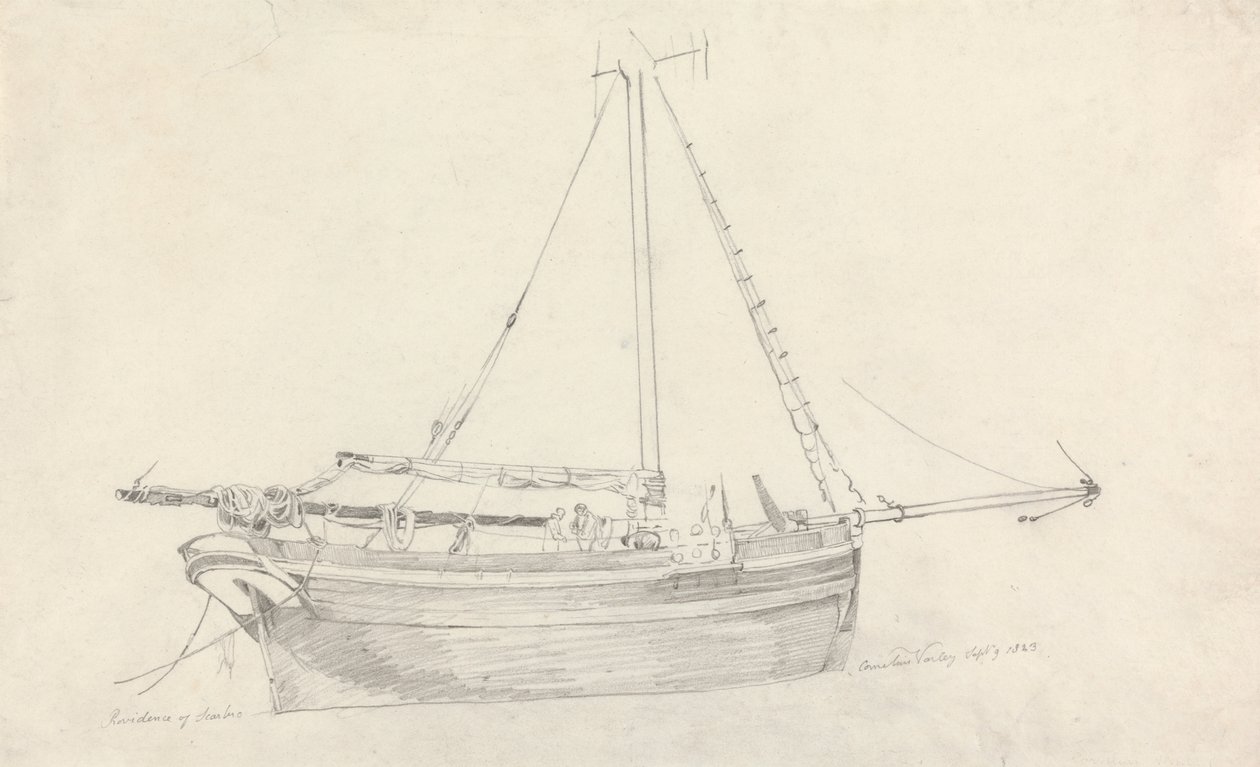 Scarborough Balıkçı Gemisi "Providence" by Cornelius Varley