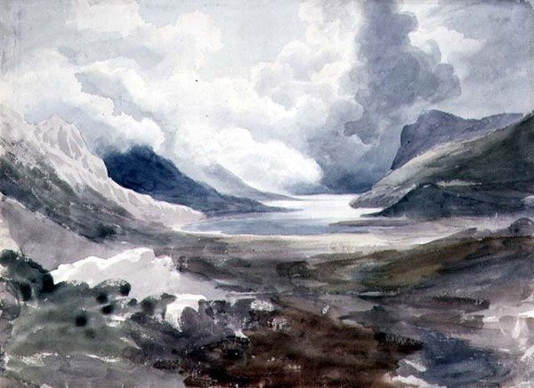 Llyn Gwynant, Kuzey Galler (kağıt üzerine sulu boya) by Cornelius Varley