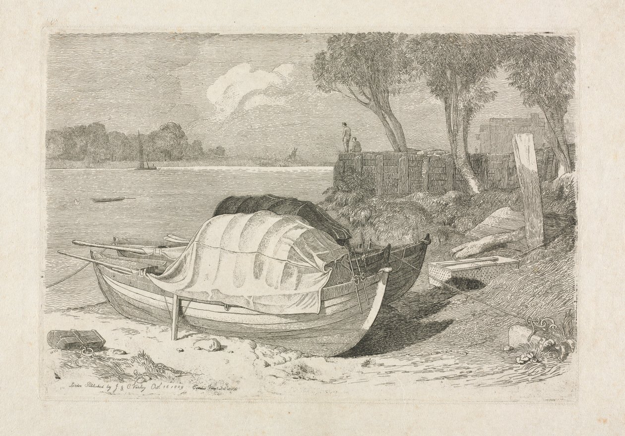 İki Sahilli Balıkçı Teknesi, 1809. by Cornelius Varley