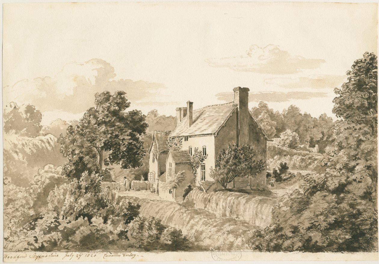 Woodford - Kulübeler: sepya çizimi, 27 Temmuz 1820 by Cornelius Varley
