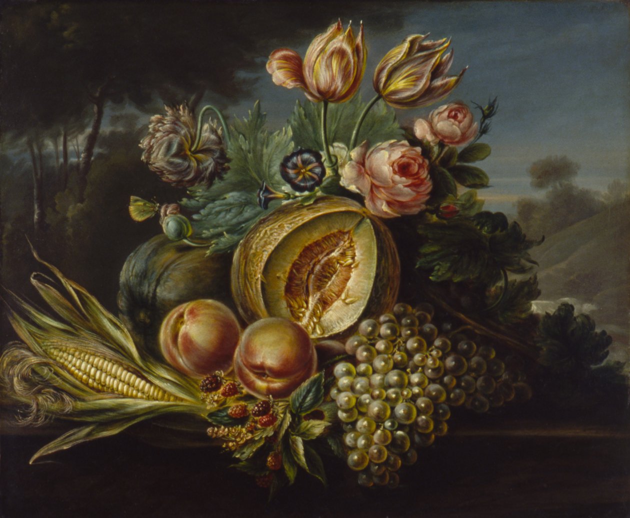 Meyve ve Çiçeklerle Natürmort, 1824. by Cornelius de Beet