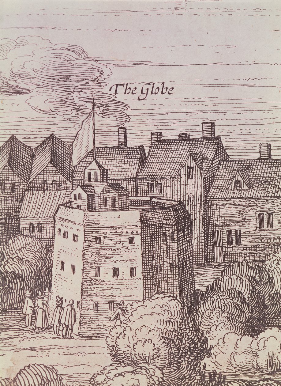 Globe Theatre, bir gravürden detay by Cornelius de Visscher