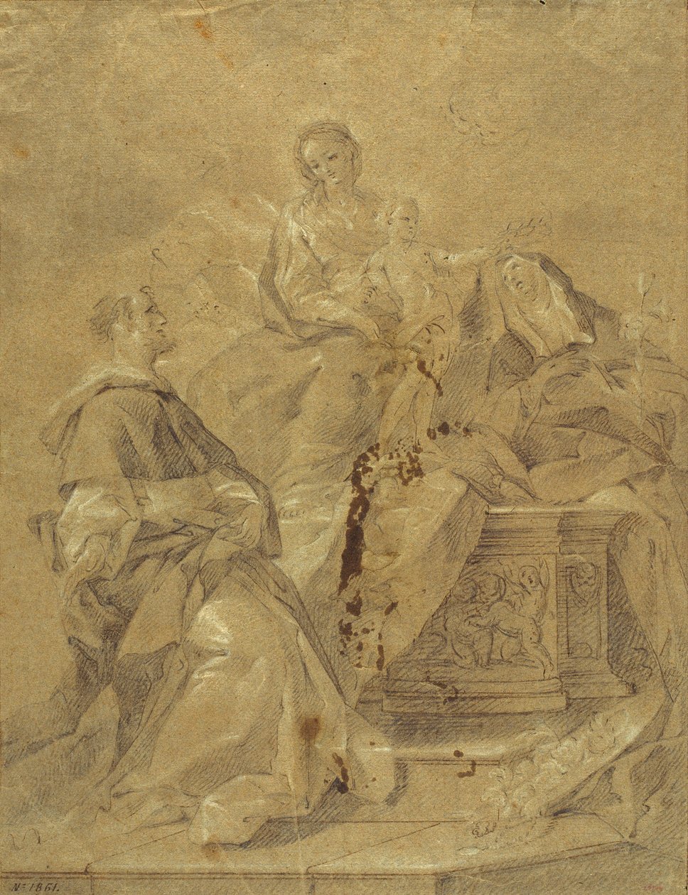 Bakire ve Çocuk, Sienalı Aziz Catherine ve Aziz Dominic by Corrado Giaquinto