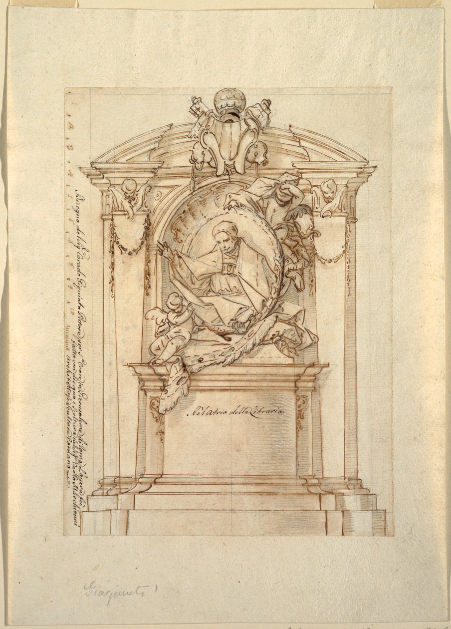 Çizim, Bir anıt için tasarım, yaklaşık 1750 by Corrado Giaquinto