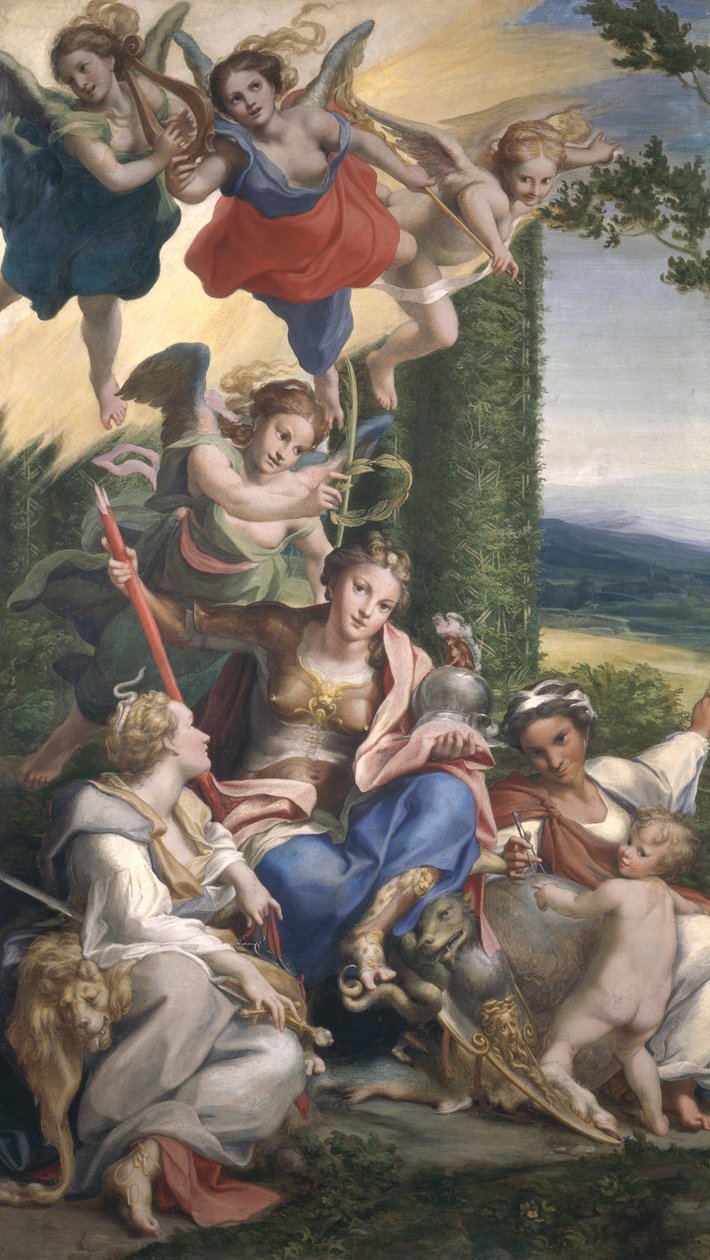 Erdemlerin Alegorisi, c.1529-30 (tuval üzerine tempera) by Antonio da Correggio