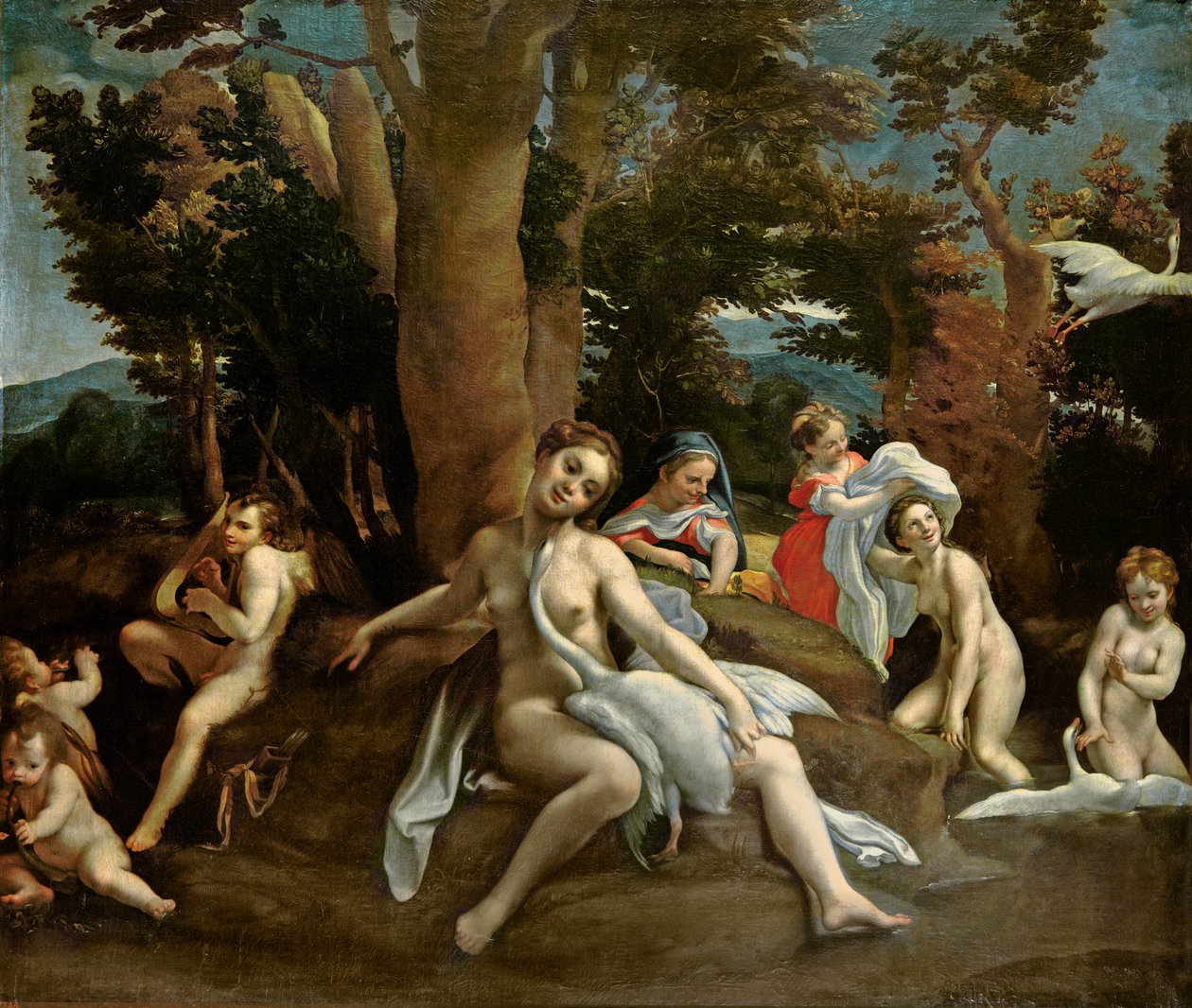 Leda ve Kuğu by Antonio da Correggio