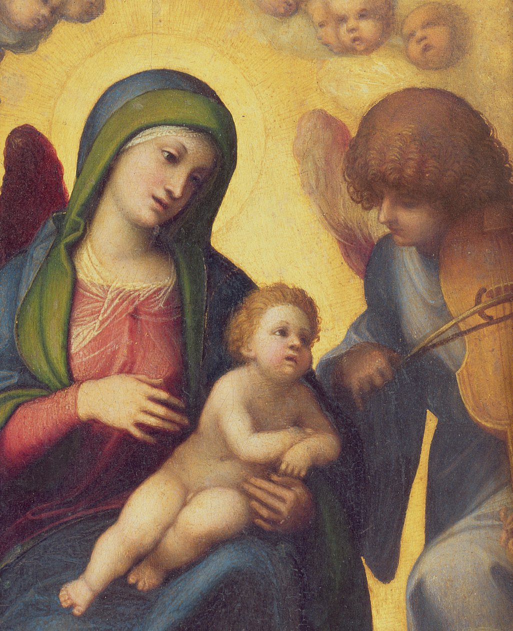 Madonna ve Melekli Çocuk c.1510-15 50256 panel detayında yağlı boya by Antonio da Correggio