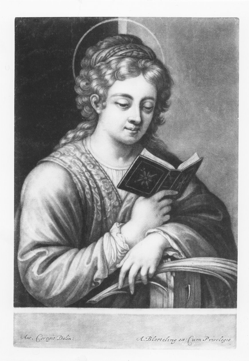 St. Catherine, engraved by Abraham Blooteling (1640-90) 1684   by Antonio da Correggio