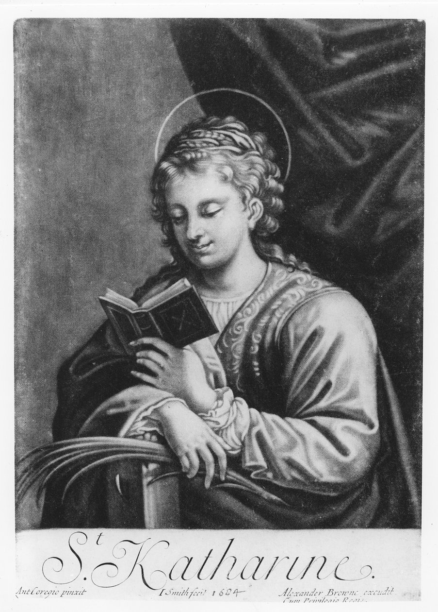 John Smith tarafından oyulmuş St. Catherine (c.1652-1742) by Antonio da Correggio