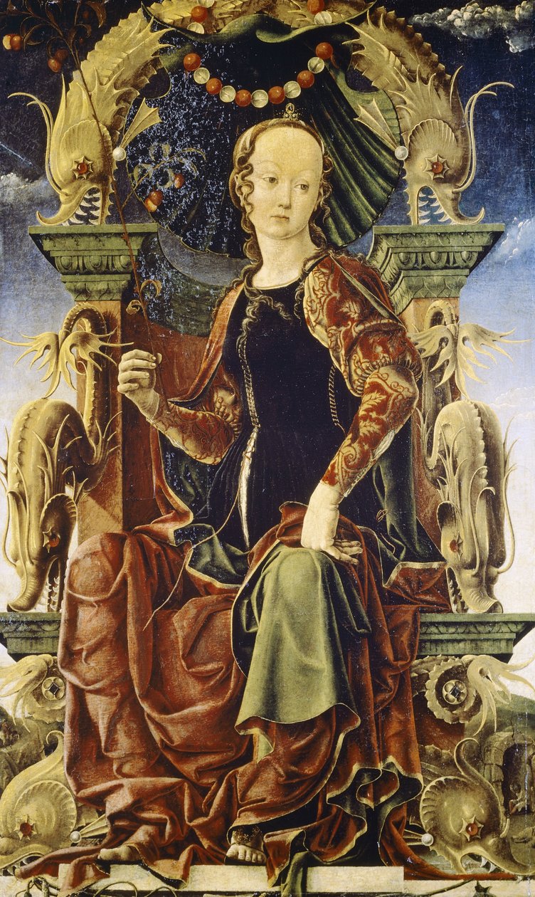 Bir ilham perisi, muhtemelen Calliope by Cosimo Tura
