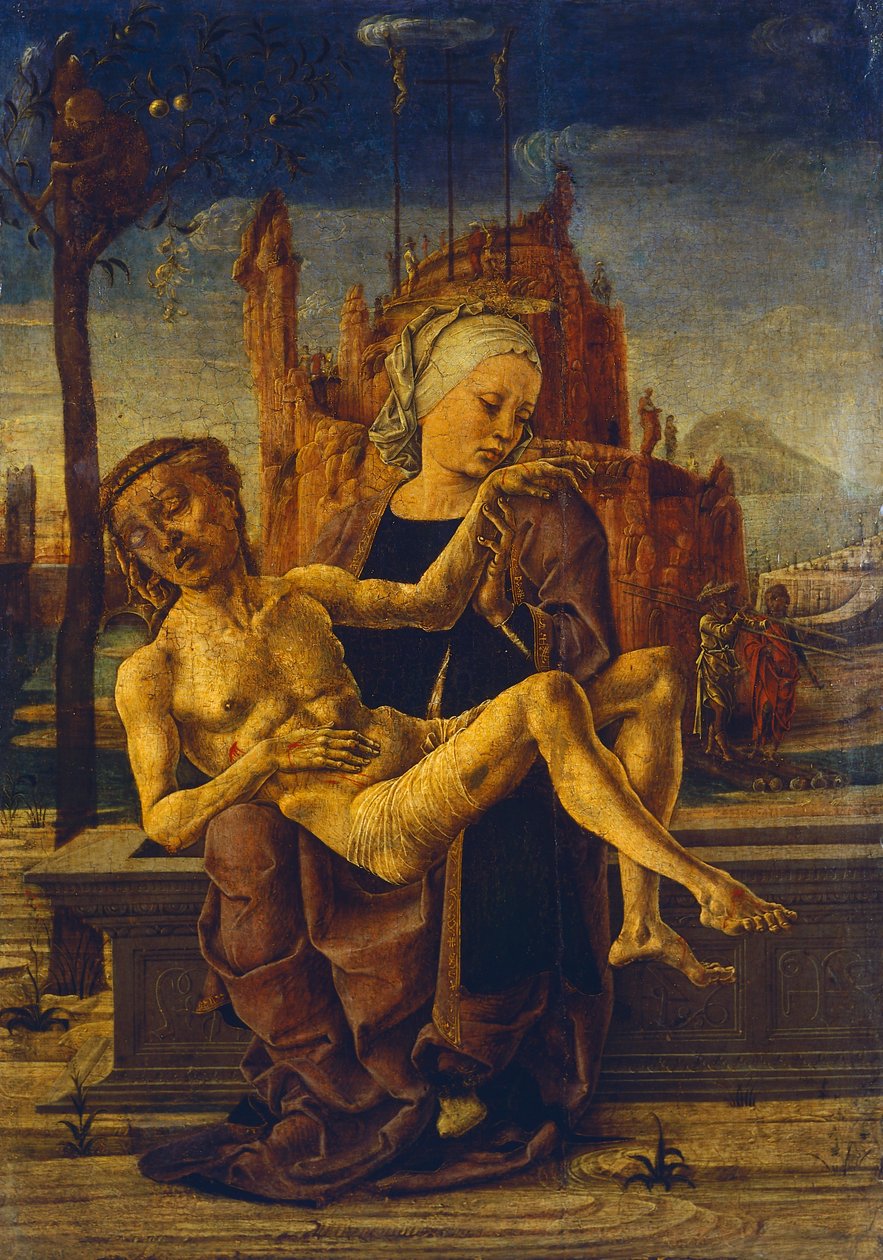 Pieta by Cosme Tura (yaklaşık 1430 - 1495), ahşap üzerine yağlı boya, 48x33 cm, yaklaşık 1460 by Cosimo Tura