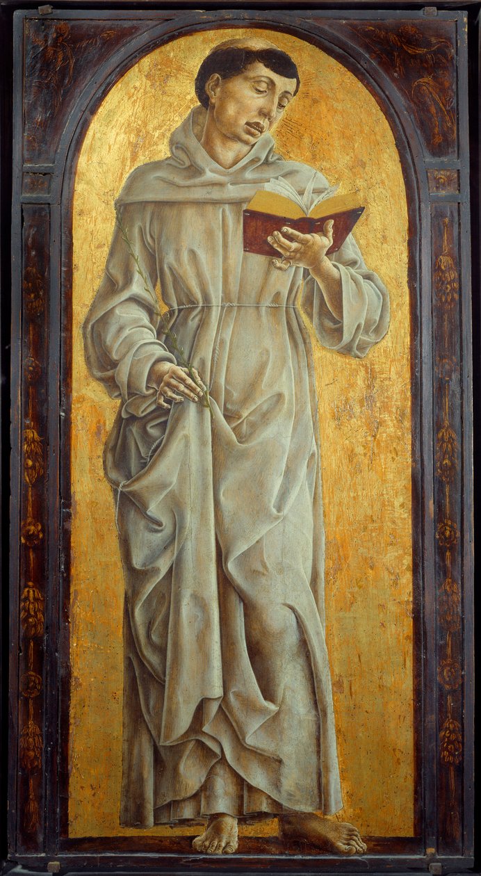 Saint Anthony of Padua okuma (san antonio di padova) Cosme Tura (1430-1495) Sun tarafından ahşap boyama. 0,71x0,31 m by Cosimo Tura