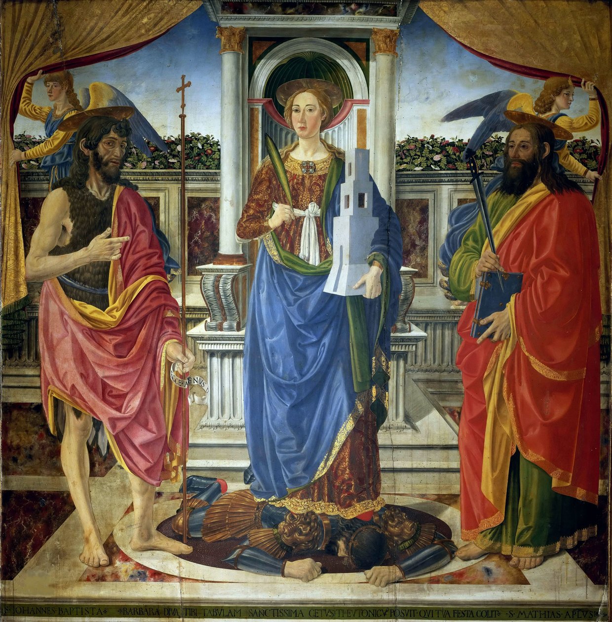 Aziz Barbara, Vaftizci Yahya ve Matta ile birlikte, yaklaşık 1470. by Cosimo di Lorenzo Rosselli