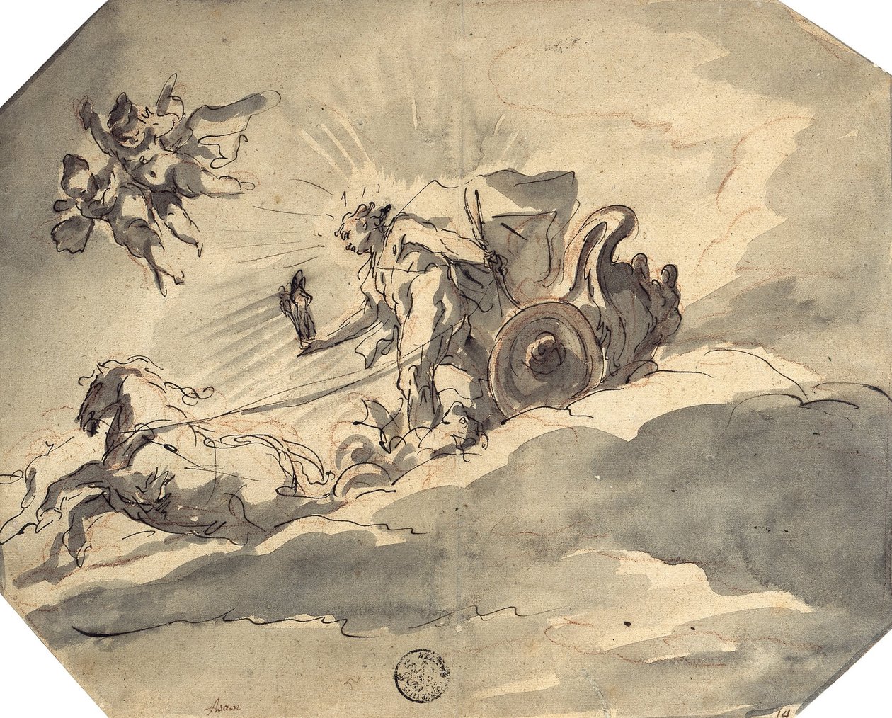 Arabasında Apollon by Cosmas Damian Asam