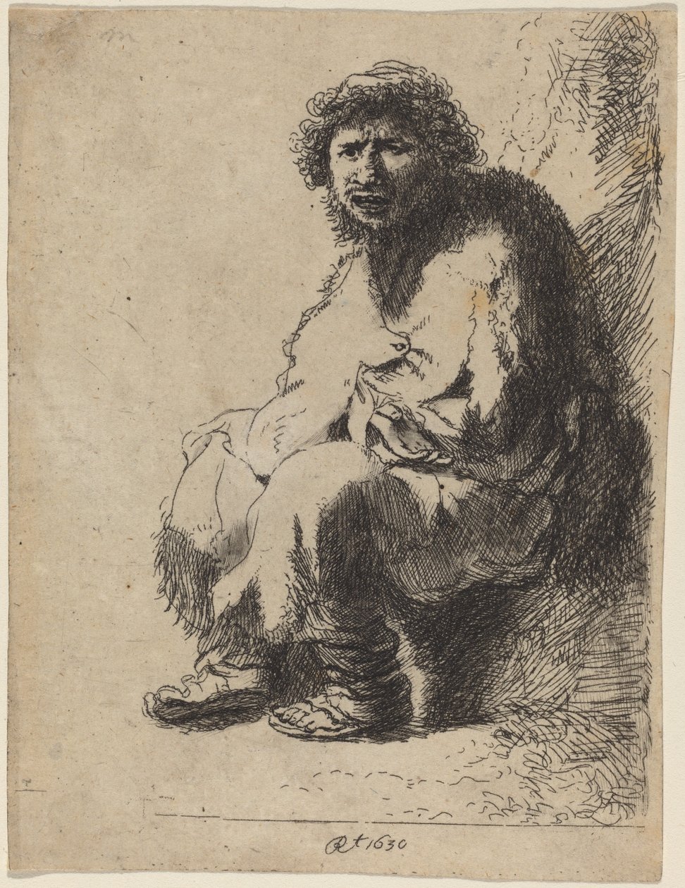 Bankta Oturan Dilenci by Costantino Cumano after Rembrandt van Rijn