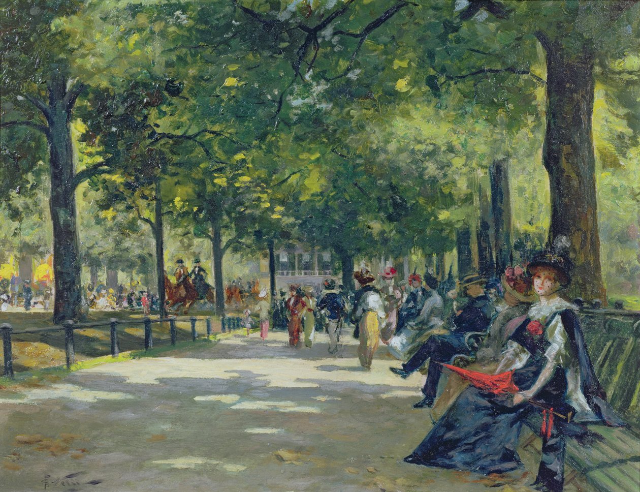 Hyde Park, Londra (tuval üzerine yağlı boya) by Count Girolamo Pieri Nerli