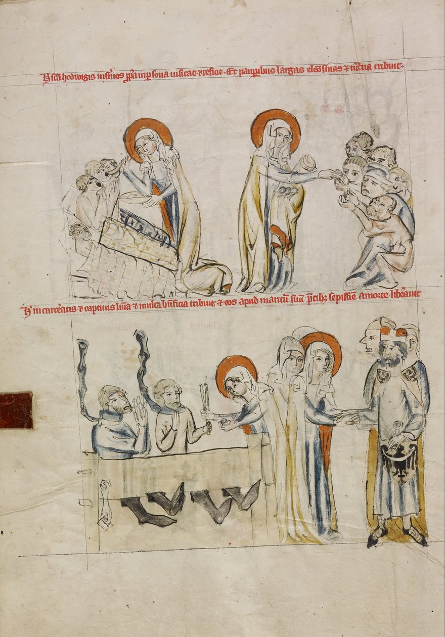 Hasta Bakımı Hedwig; Hedwig Mahkumlara Bakıyor by Court workshop of Duke Ludwig I of Liegnitz and Brieg
