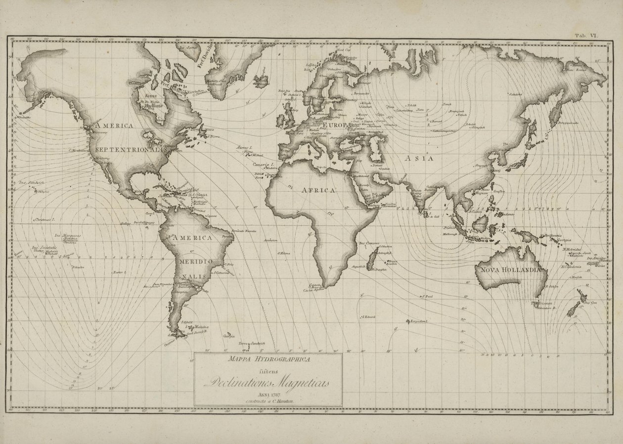 Hansteen, Christopher tarafından Untersuchungen über den Magnetismus der Erde kitabından alınan ve C. Hansteen tarafından yayınlanan illüstrasyon (Christiania, 1819) by Creator