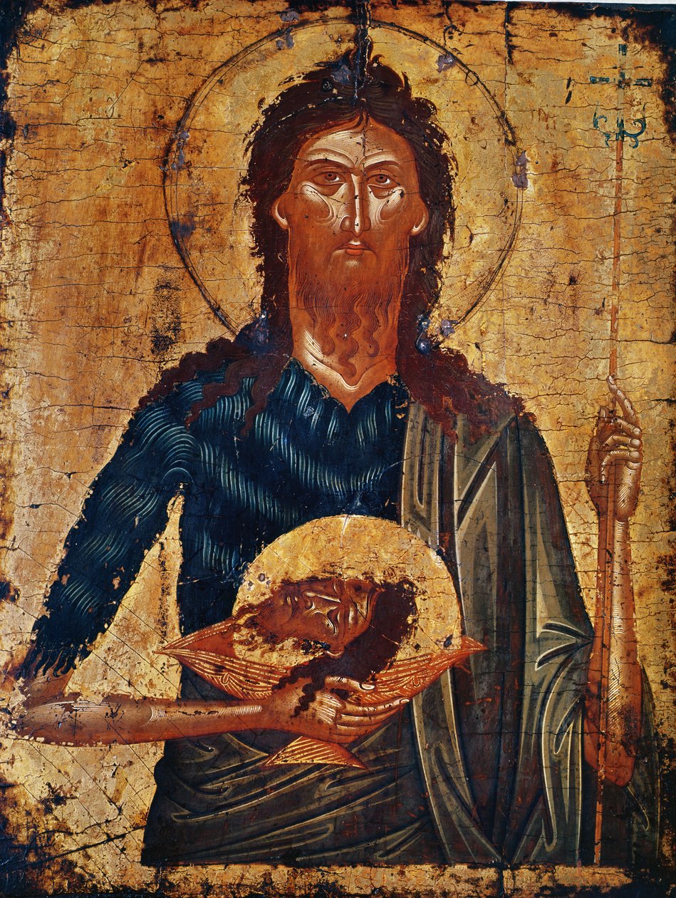 Aziz John the Forerunner ikonu (panelde tempera) by Cretan School