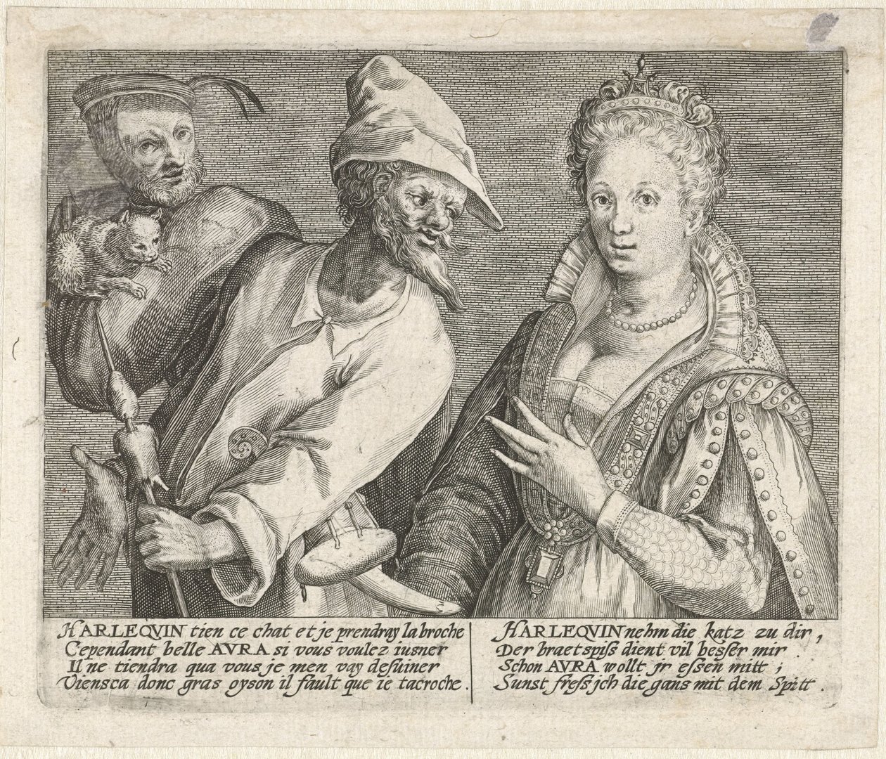 Aura sondası Harlekijn te verleiden İtalyanca olarak çoğaltılan simgeler (seri başlığı) by Crispijn van de Passe (I)