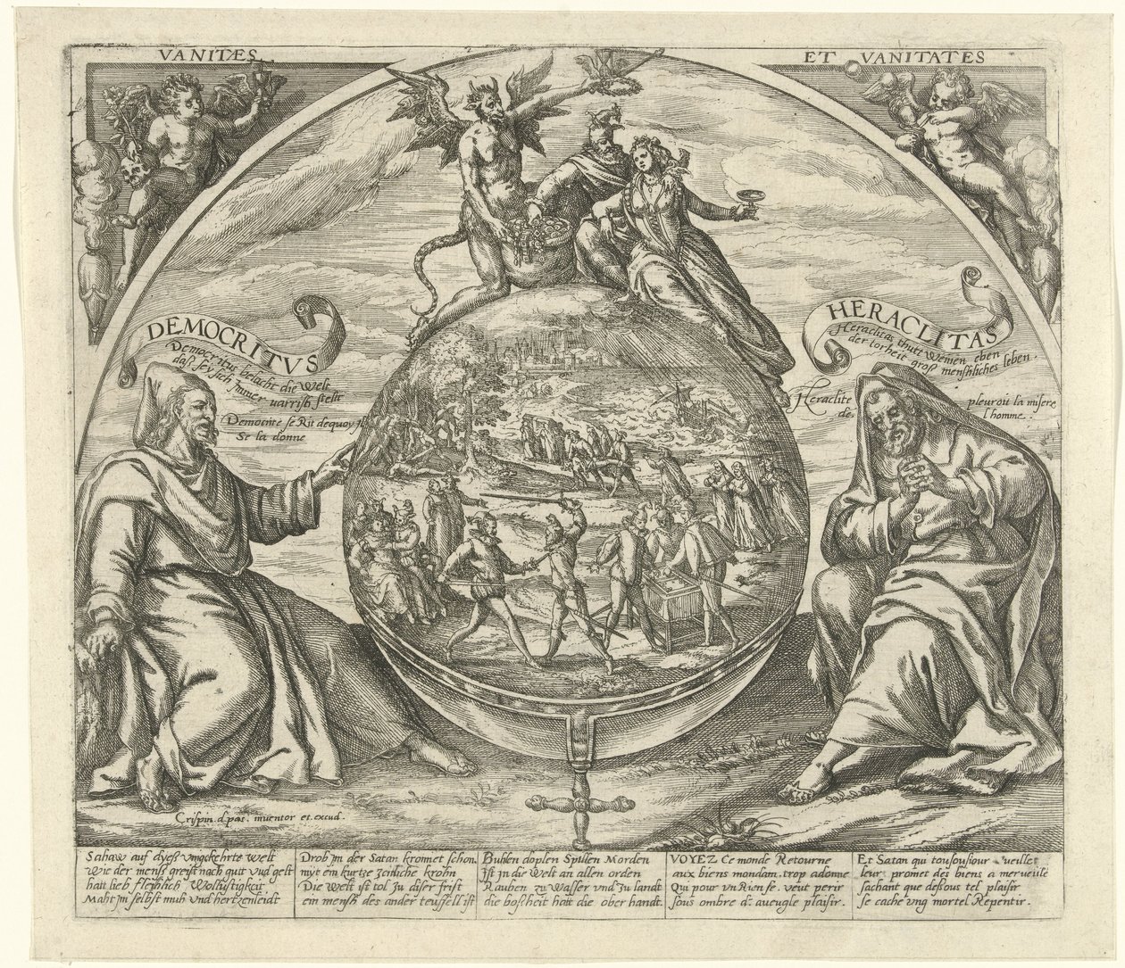 karşı dünya Vanitæs et Vanitates (nesne üzerindeki başlık) by Crispijn van de Passe (I)