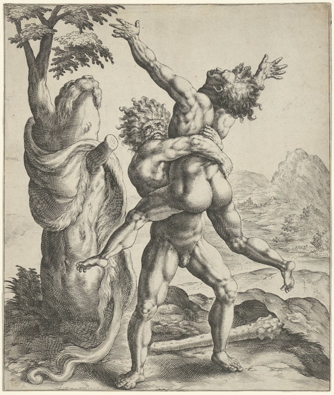 Herkül Antaeus ile güreşir by Crispijn van de Passe (I)