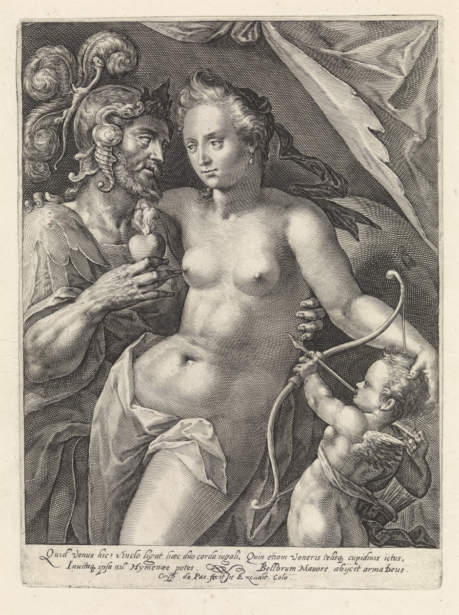 Mars ve Venüs Aşıklar olarak Tanrılar ve Tanrıçalar (dizi adı) by Crispijn van de Passe (I)