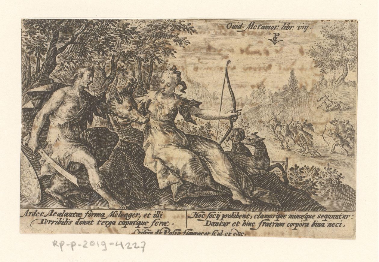 Meleager en Atalanta Metamorfosen van Ovidius (dizi adı) Metamorfoz (dizi başlığı) by Crispijn van de Passe (I)