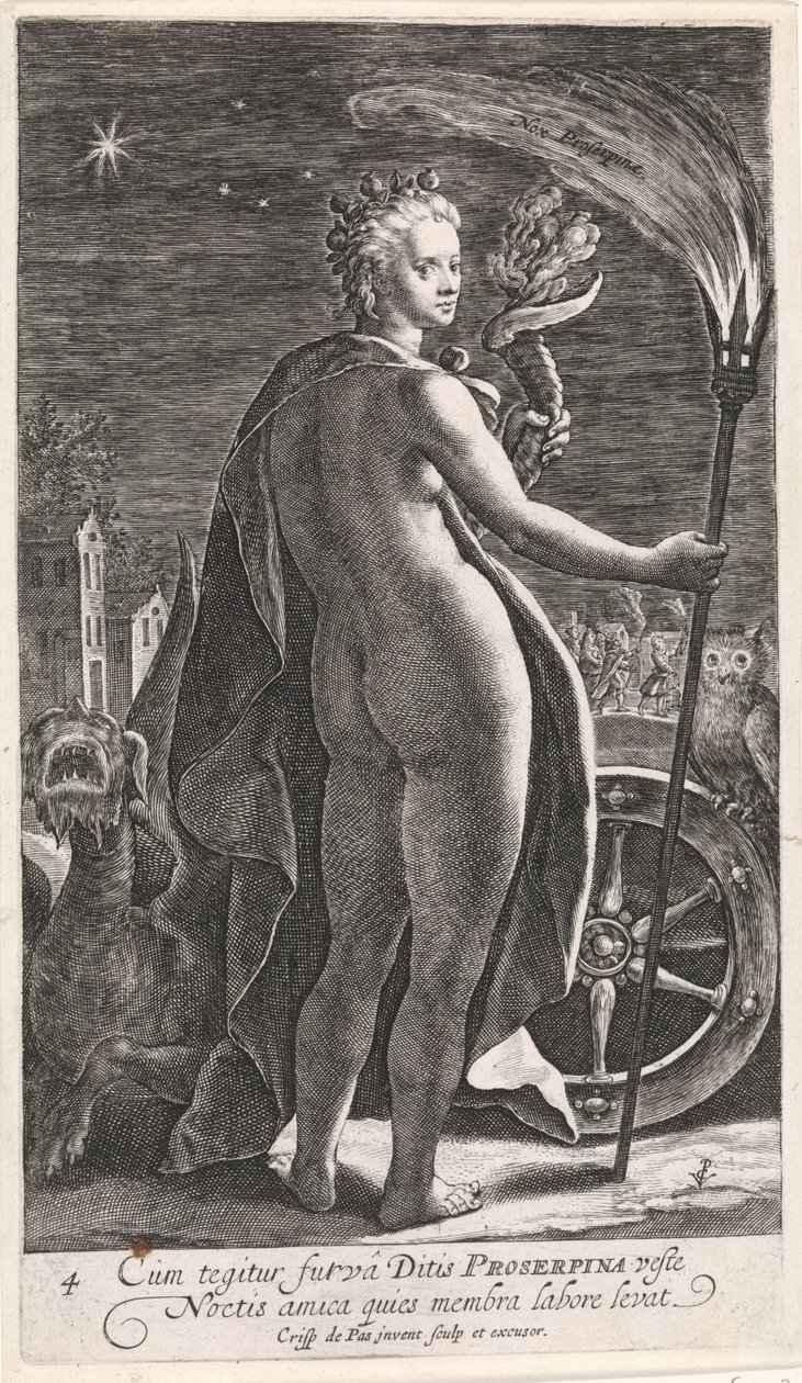 Gece Nox Proserpine (nesne üzerindeki başlık) Günün Dört Zamanı (dizi başlığı) by Crispijn van de Passe (I)