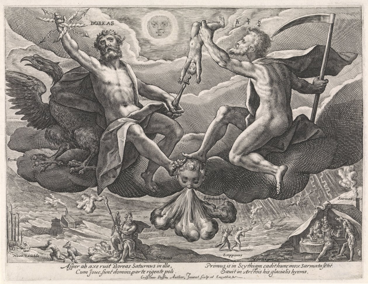 Kuzey Rüzgarı Boreas (nesne üzerindeki başlık) Dört Rüzgar (dizi adı) by Crispijn van de Passe (I)