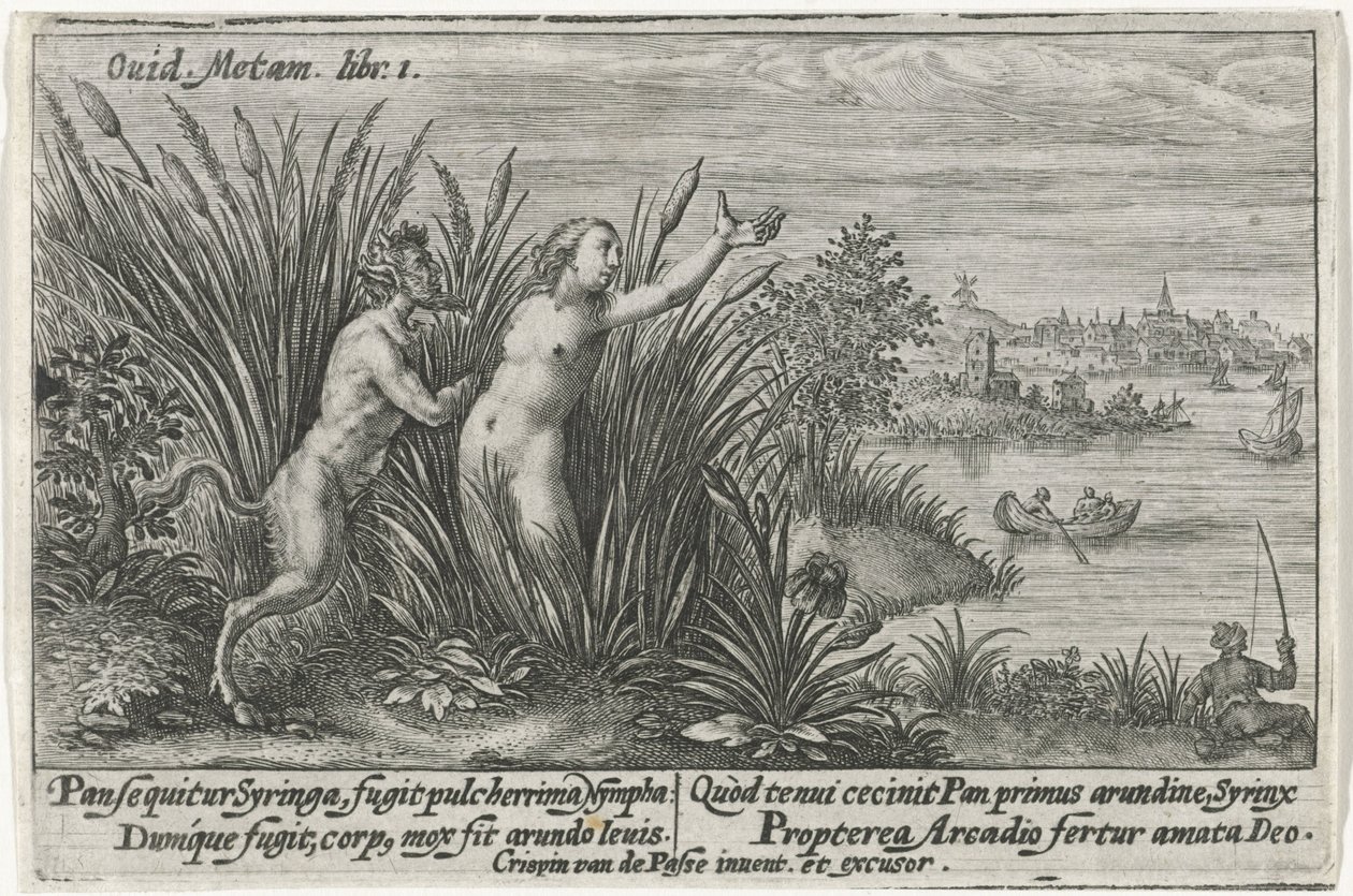 Pan en Syrigs Transfigured Van Ovid (dizi adı) by Crispijn van de Passe (I)