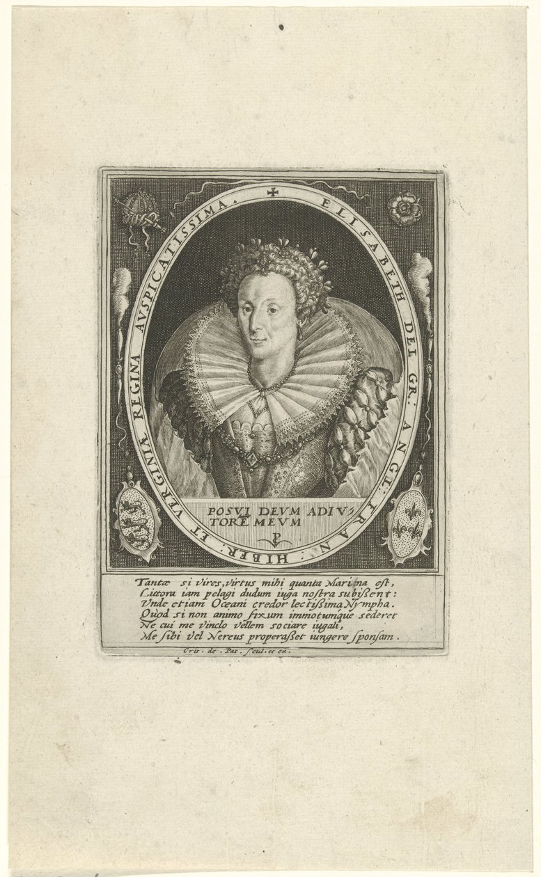 Portret van Elizabeth I Tudor Regiae Anglicanae (dizi adı) by Crispijn van de Passe (I)