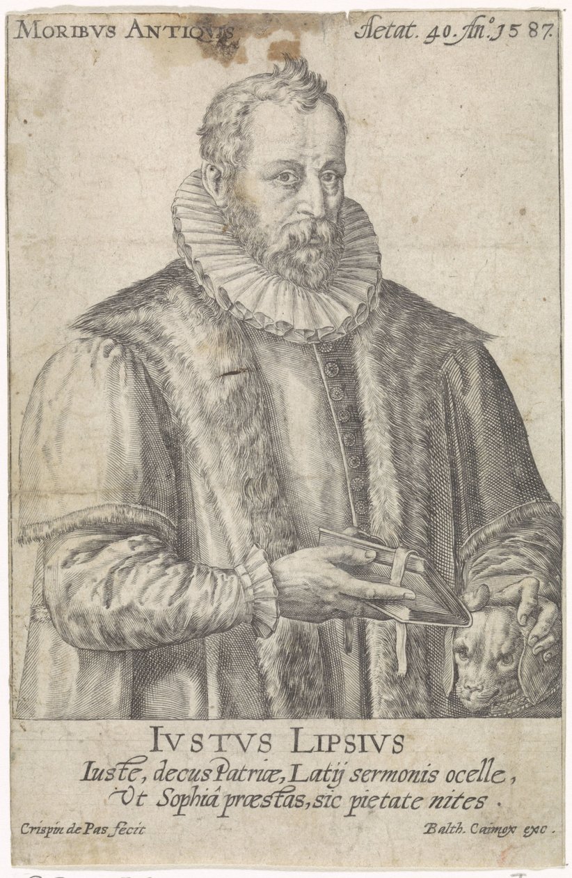 Portret van Justus Lipsius Moribvs Antiqvis (nesne üzerindeki başlık) by Crispijn van de Passe (I)